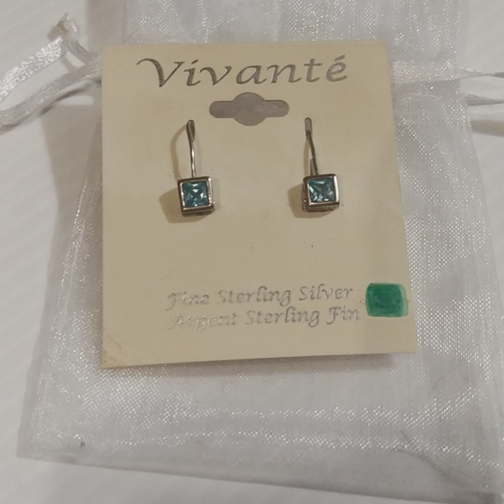 NWT Stirling Silver Drop Earrings with Blue Stones